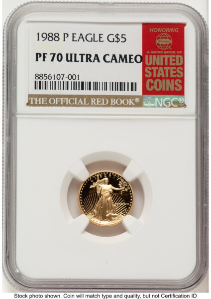1988-P Proof Gold Eagle 1/10 oz Red Book 70 NGC
