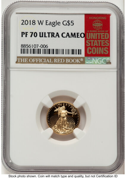 2018-W Proof Gold Eagle 1/10 oz Red Book 70 NGC