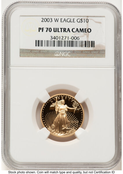 2003-W Proof Gold Eagle 1/4 oz Brown Label 70 NGC