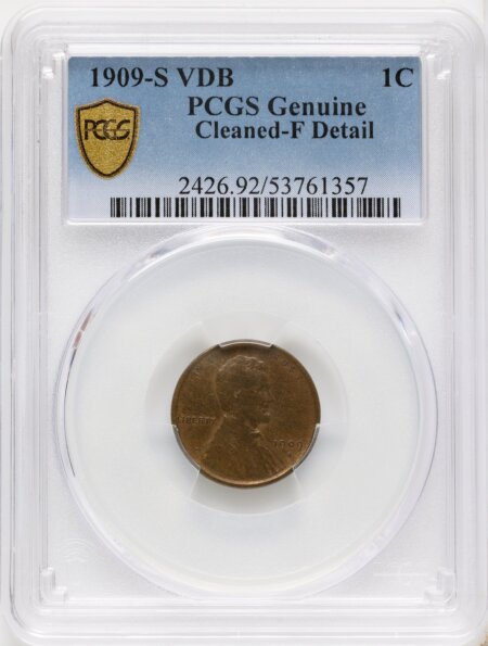 1909-S 1C VDB, BN Genuine PCGS Secure 12 Genuine PCGS