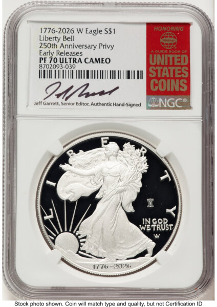 2026-W Proof Silver Eagle 1 oz ER Jeff Garrett Red Book 70 NGC