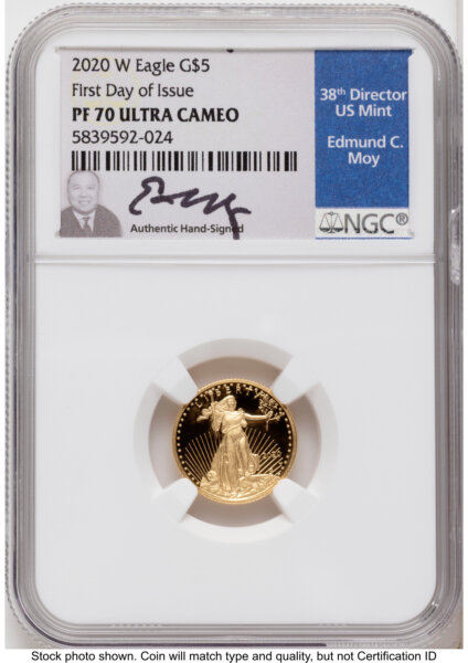 2020-W Proof Gold Eagle 1.85 oz FDI Ed Moy 70 NGC