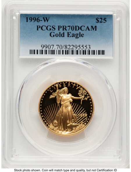 1996-W Proof Gold Eagle 1/2 oz Blue Gradient 70 PCGS
