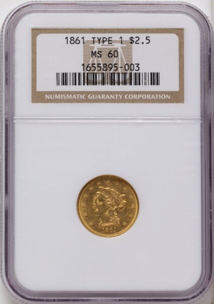 1861 $2 1/2 Old Rev. 60 NGC