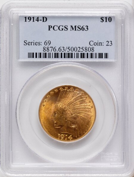 1914-D $10 63 PCGS