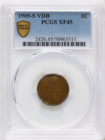 1909-S 1C VDB, BN PCGS Secure 45 PCGS