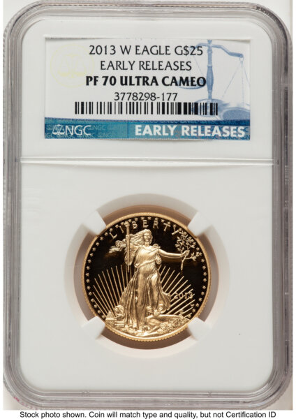 2013-W Proof Gold Eagle 1/2 oz ER Blue 70 NGC
