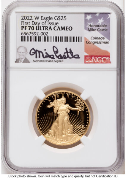 2022-W Proof Gold Eagle 1/2 oz FDI Mike Castle 70 NGC
