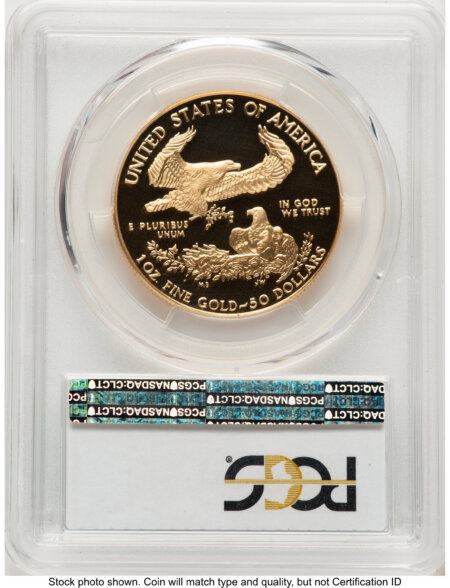 1992-W Proof Gold Eagle 1 oz Blue Gradient 70 PCGS