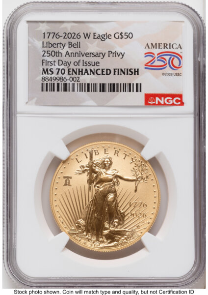 2026-W Enhanced Gold Eagle 1 oz FDI America 250 Label 70 NGC