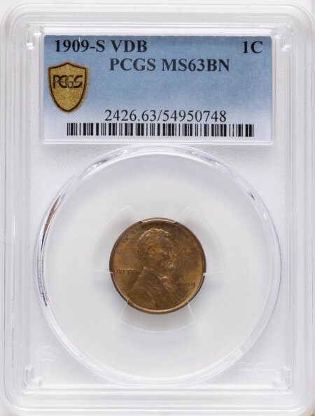 1909-S 1C VDB, BN PCGS Secure 63 PCGS