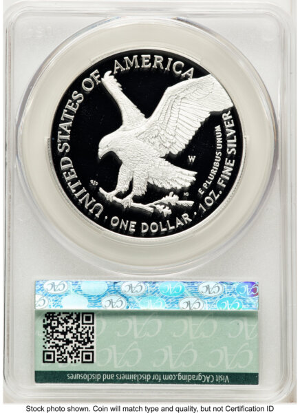 2025-W Proof Silver Eagle Privy Laser Engraved 1 oz First Day Of Delivery 70 CACG