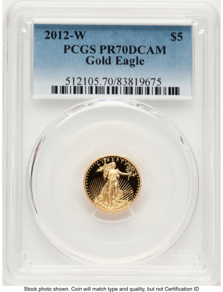 2012-W Proof Gold Eagle 1/10 oz Blue Gradient 70 PCGS