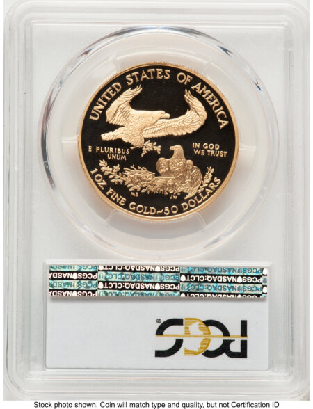 2005-W Proof Gold Eagle 1 oz Blue Gradient 70 PCGS
