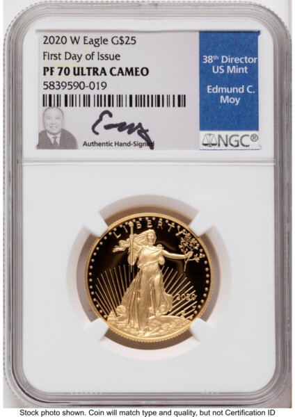 2020-W Proof Gold Eagle 1/2 oz FDI Ed Moy 70 NGC