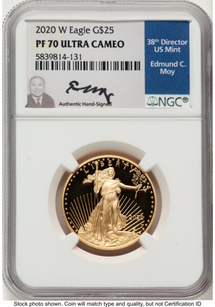 2020-W Proof Gold Eagle 1/2 oz Ed Moy 70 NGC