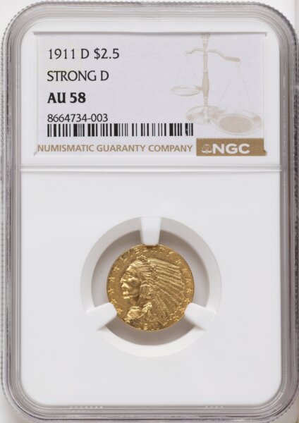 1911-D $2 1/2 58 NGC
