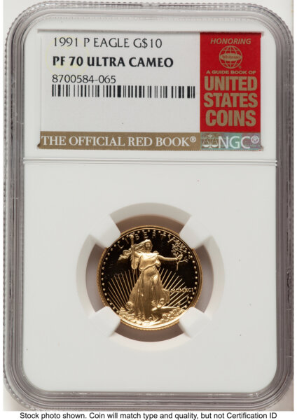 1991-P Proof Gold Eagle 1/4 oz Red Book 70 NGC
