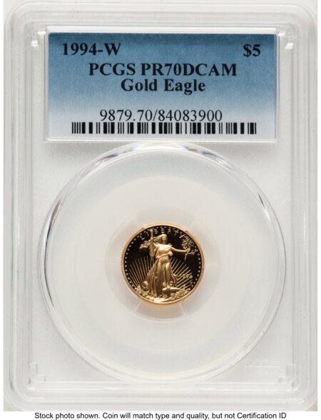 1994-W Proof Gold Eagle 1/10 oz Blue Gradient 70 PCGS