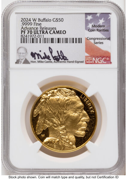 2024-W Proof Gold Buffalo 1 oz AR Mike Castle 70 NGC