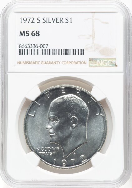 1972-S S$1 SILVER 68 NGC