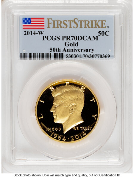 2014-W 50C Gold JFK 50th Anniversary FS Flag 70 PCGS