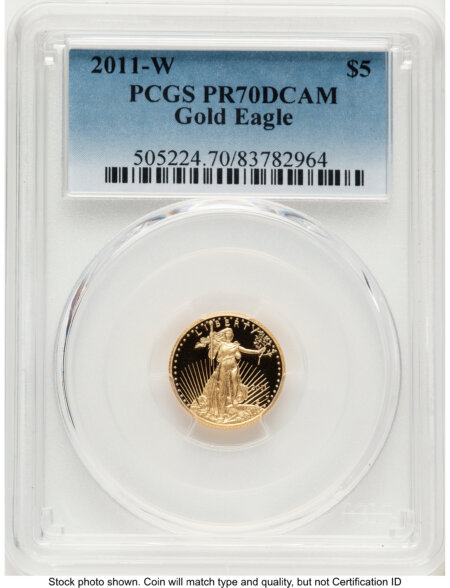 2011-W Proof Gold Eagle 1/10 oz Blue Gradient 70 PCGS