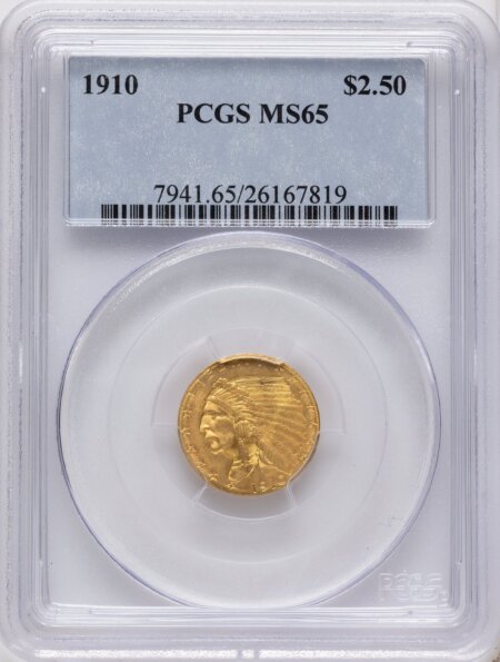 1910 $2 1/2 65 PCGS