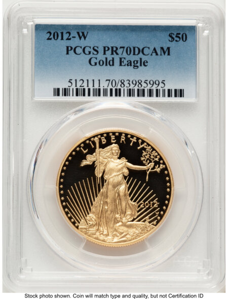 2012-W Proof Gold Eagle 1 oz Blue Gradient 70 PCGS
