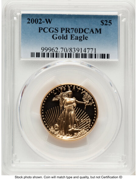 2002-W Proof Gold Eagle 1/2 oz Blue Gradient 70 PCGS