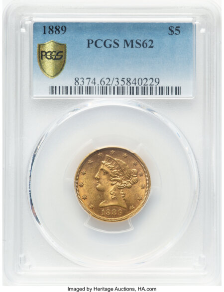 1889 $5 PCGS Secure 62 PCGS