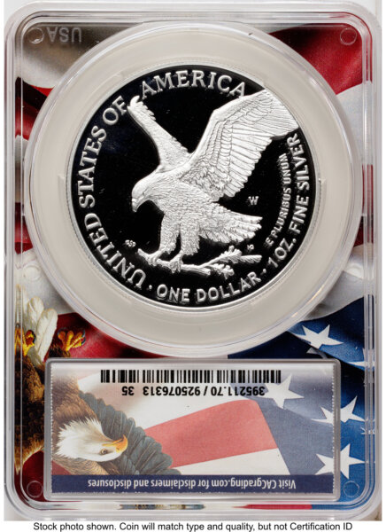 2026-W Proof Silver Eagle 1 oz First Day of Delivery Ron Drzewucki Flag Core 70 CACG