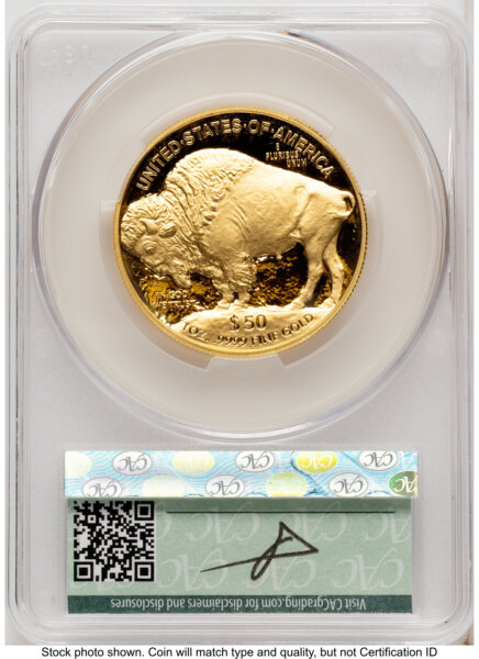 2026-W Proof Gold Buffalo 1 oz First Day of Delivery Louis Palafoutas 70 CACG