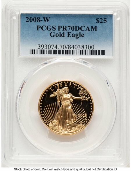 2008-W Proof Gold Eagle 1/2 oz Blue Gradient 70 PCGS