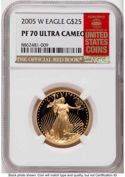 2005-W Proof Gold Eagle 1/2 oz Red Book 70 NGC