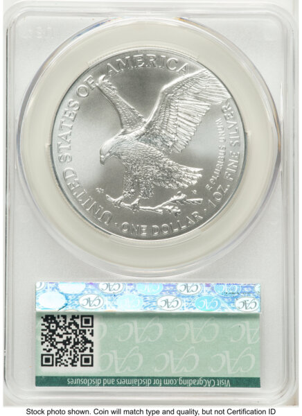 2026 Silver Eagle First Delivery Flag Label 70 CACG