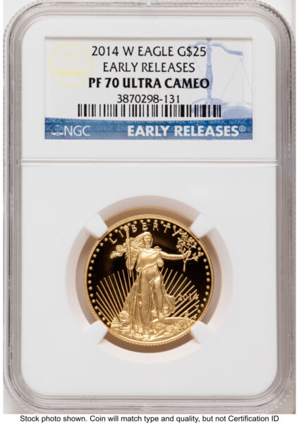 2014-W Proof Gold Eagle 1/2 oz ER Blue 70 NGC