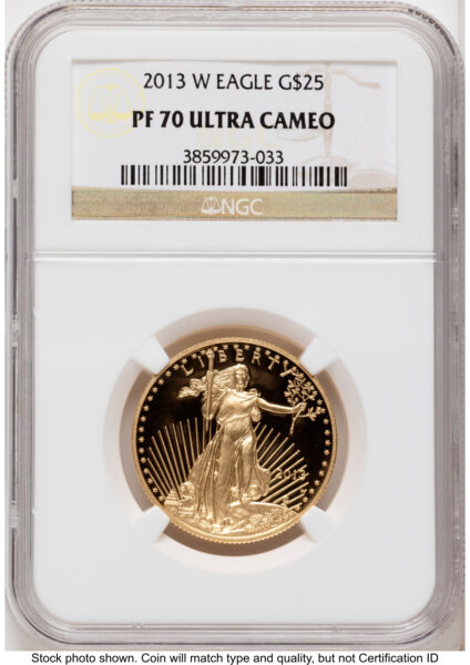 2013-W Proof Gold Eagle 1/2 oz Brown Label 70 NGC