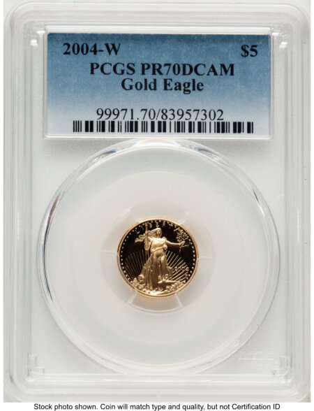 2004-W Proof Gold Eagle 1/10 oz Blue Gradient 70 PCGS
