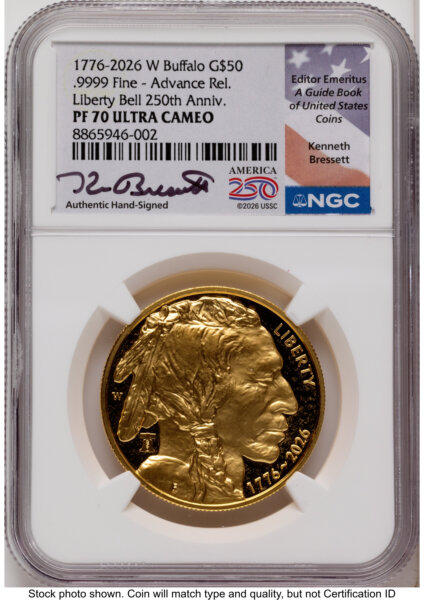 2026-W Proof Gold Buffalo 1 oz AR Kenneth Bressett America 250  70 NGC