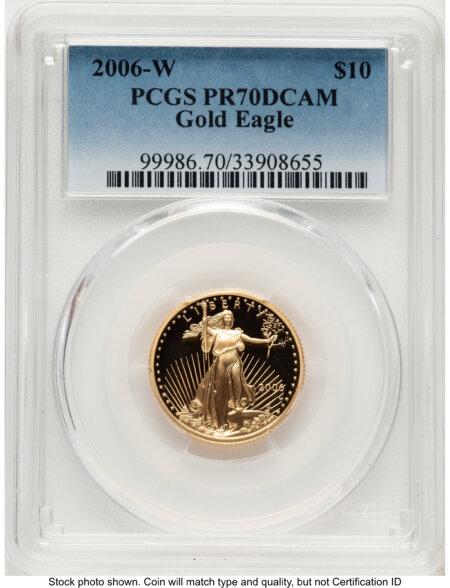 2006-W Proof Gold Eagle 1/4 oz Blue Gradient 70 PCGS