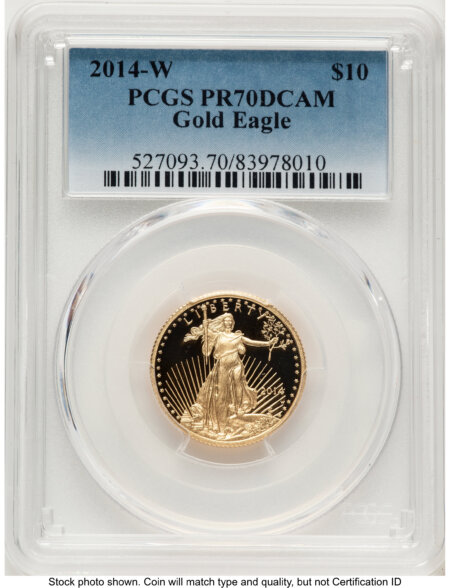 2014-W Proof Gold Eagle 1/4 oz Blue Gradient 70 PCGS