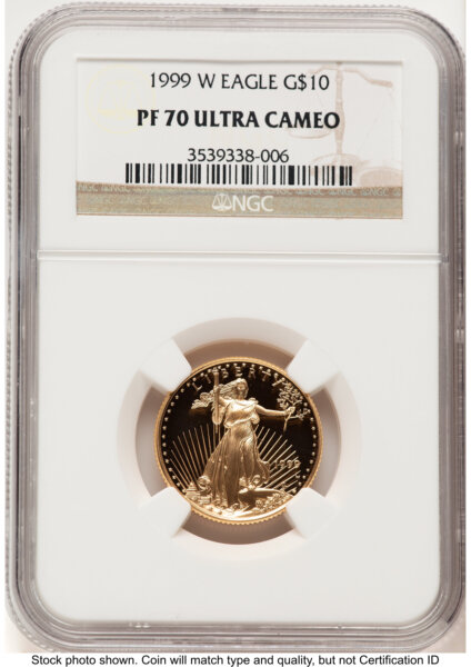 1999-W Proof Gold Eagle 1/4 oz Brown Label 70 NGC