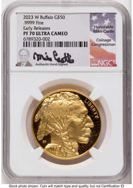 2023-W Proof Gold Buffalo 1 oz ER Mike Castle 70 NGC