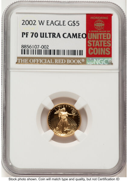 2002-W Proof Gold Eagle 1/10 oz Red Book 70 NGC