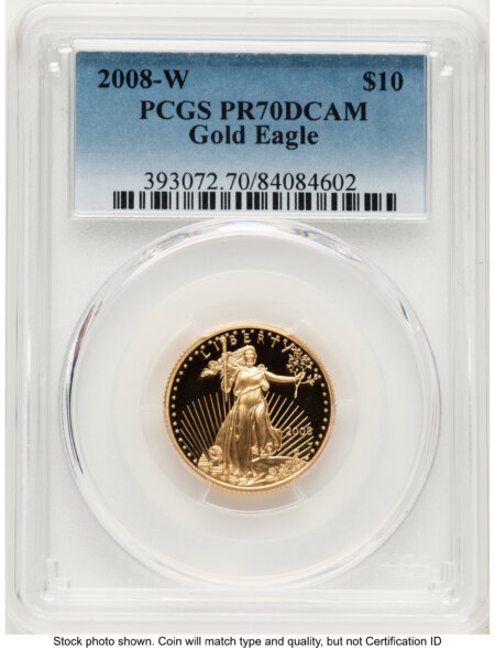 2008-W Proof Gold Eagle 1/4 oz Blue Gradient 70 PCGS