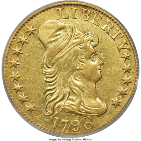 1798 $5 Lg Eagle, Lg 8, 14 Stars Rev 55 PCGS