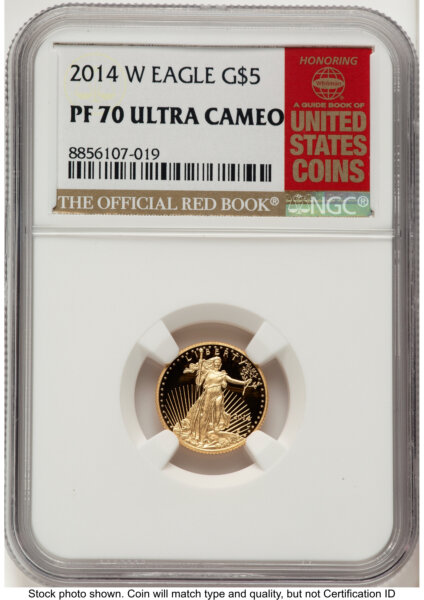 2014-W Proof Gold Eagle 1/10 oz Red Book 70 NGC