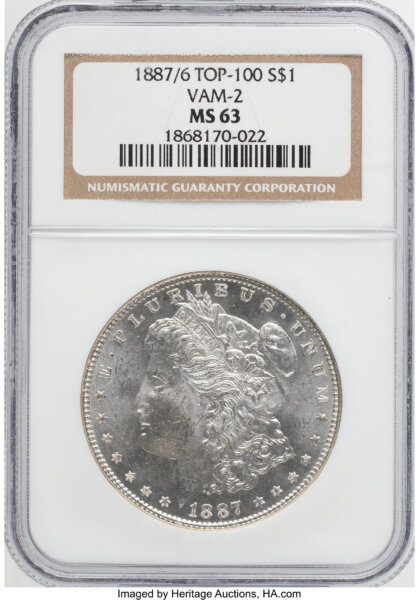 1887/6 $1 VAM-2, MS 63 NGC