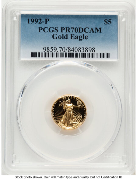 1992-P Proof Gold Eagle 1/10 oz Blue Gradient 70 PCGS